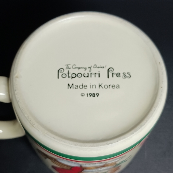 Vintage Potpourri Press Coffee Mug Christmas Kitten Cat In Santa Hat 1989 - Picture 4 of 6